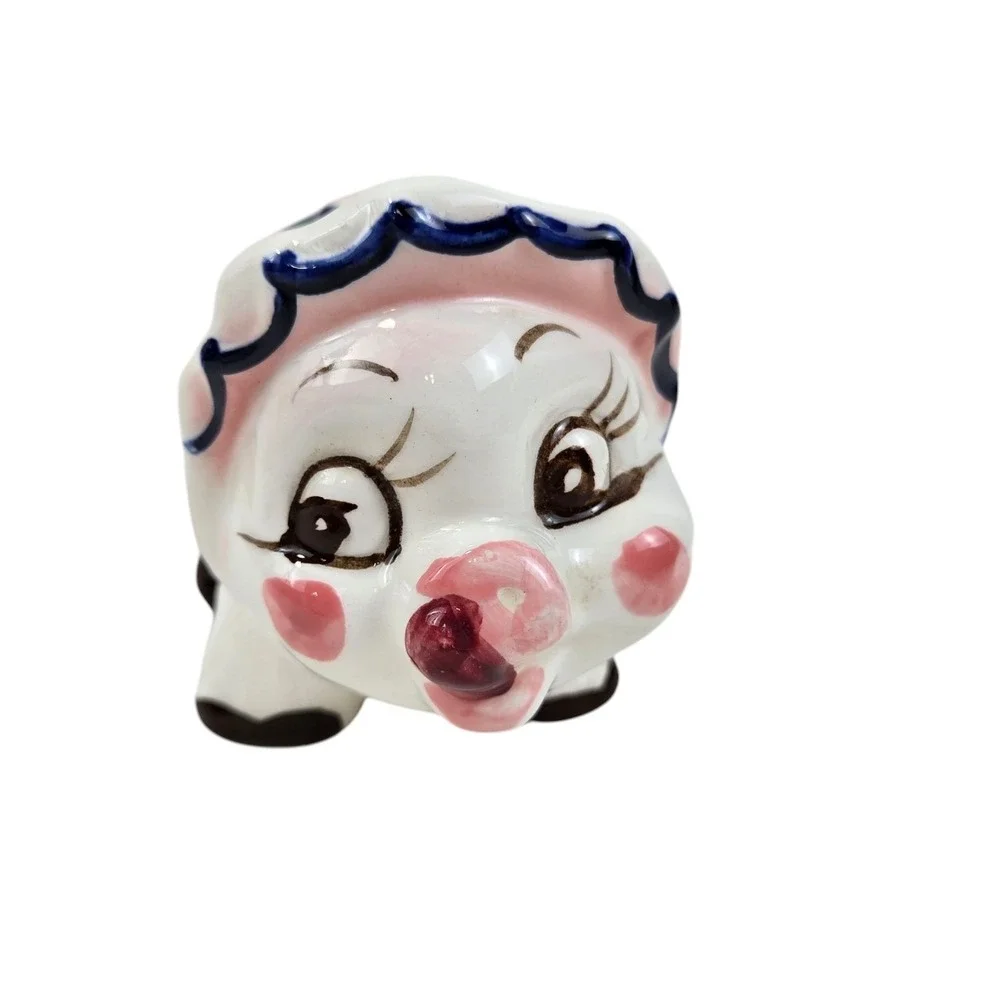 Vintage 1950s Miniature Hand Painted Ceramic Piggy Bank Japanese 4x3x2